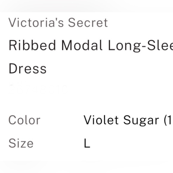 SOLD 🥰TY VICTORIAS SECRET RIBBED MODAL LONG SLEEVE SLIP DRESS LARGE BNWT - Picture 4 of 4